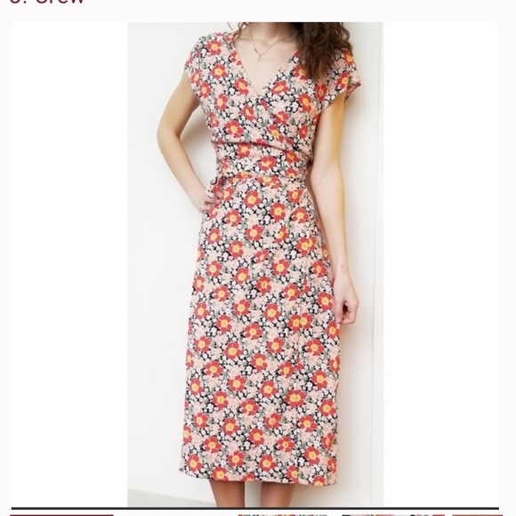 J.Crew Mercantile Easy Wrap Seventies Floral Midi Wrap Dress - Picture 5 of 12